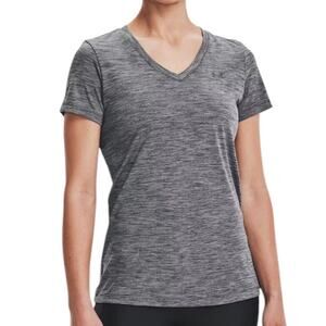 UNDER ARMOUR Velocity Twist V-Neck Gray Short Sleeve Top size Medium